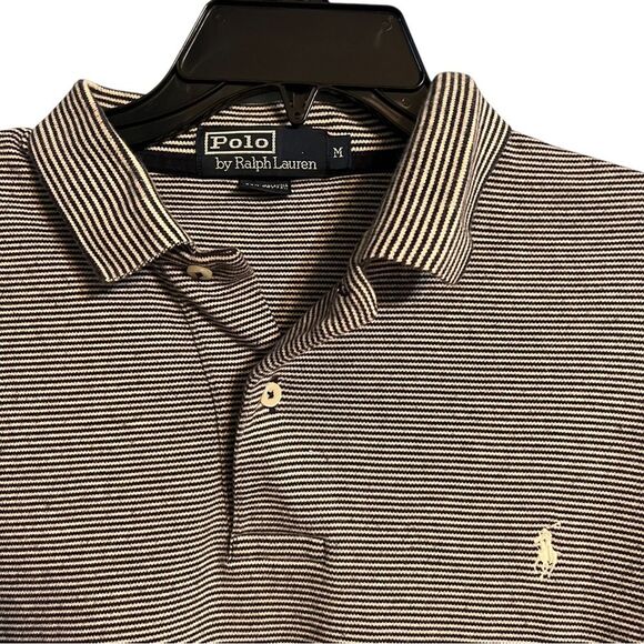 Ralph Lauren Polo Shirt Mens Medium Navy & White Striped Pony Vintage Preppy - Picture 3 of 9